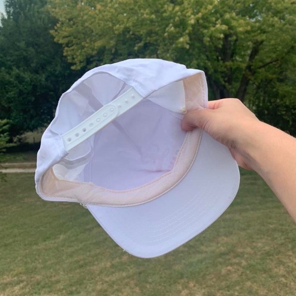 80s Vintage Leach Campers Gorpcore Rope Hat - White / Red - Picture 4 of 4